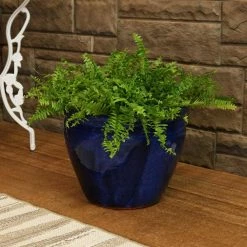 Sunnydaze Decor Chalet 15 in. Blue Ceramic Indoor/Outdoor Planter -Sunnydaze Decor Sales blue sunnydaze decor plant pots ap 827 31 1000