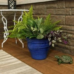 Sunnydaze Decor Studio 15 in. Blue Ceramic Indoor/Outdoor Planter -Sunnydaze Decor Sales blue sunnydaze decor plant pots ap 971 31 1000