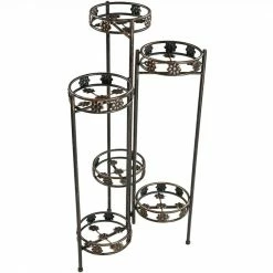 Sunnydaze Decor 45 in. Indoor-Outdoor 6-Tiered Folding Metal Plant Flower Stand