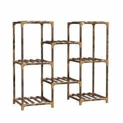 Dyiom Indoor/Outdoor Brown Eucalyptus Wood Plant Stands for Multiple Plants 3 Tiered Plant Shelf Table -Sunnydaze Decor Sales brown dyiom plant stands b094mymlnh 44 1000