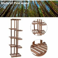 Dyiom 56.3 in. Tall Indoor/Outdoor Brown Wood Plant Stand (8-tiered) -Sunnydaze Decor Sales brown dyiom plant stands b097dhh7p6 1f 1000