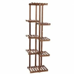 Dyiom 56.3 in. Tall Indoor/Outdoor Brown Wood Plant Stand (8-tiered)