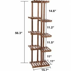 Dyiom 56.3 in. Tall Indoor/Outdoor Brown Wood Plant Stand (8-tiered) -Sunnydaze Decor Sales brown dyiom plant stands b097dhh7p6 fa 1000