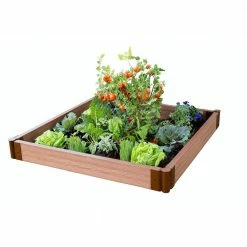 Frame It All Two Inch Series 4 ft. x 4 ft. x 5.5 in. Classic Sienna Composite Raised Garden Bed Kit