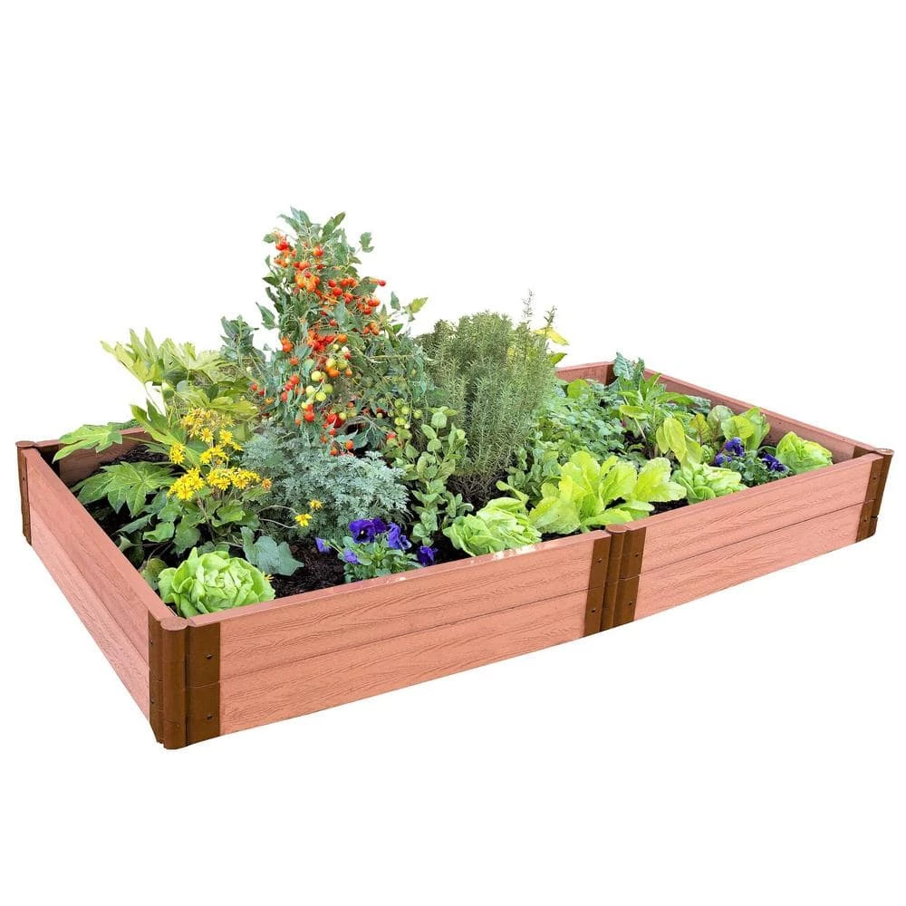 Frame It All Two Inch Series 4 ft. x 8 ft. x 11 in. Classic Sienna Composite Raised Garden Bed Kit 1 Frame It All Two Inch Series 4 ft. x 8 ft. x 11 in. Classic Sienna Composite Raised Garden Bed Kit
