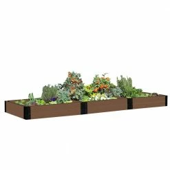 Frame It All Tool-Free 4 ft. x 12 ft. x 11 in. Uptown Brown Composite Raised Garden Bed - 1 in. profile