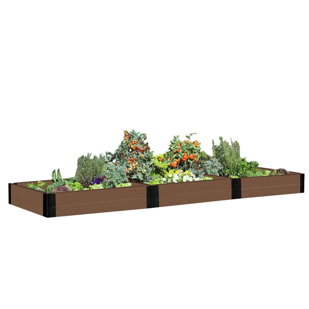 Frame It All Tool-Free 4 ft. x 12 ft. x 11 in. Uptown Brown Composite Raised Garden Bed - 1 in. profile 1 Frame It All Tool-Free 4 ft. x 12 ft. x 11 in. Uptown Brown Composite Raised Garden Bed - 1 in. profile
