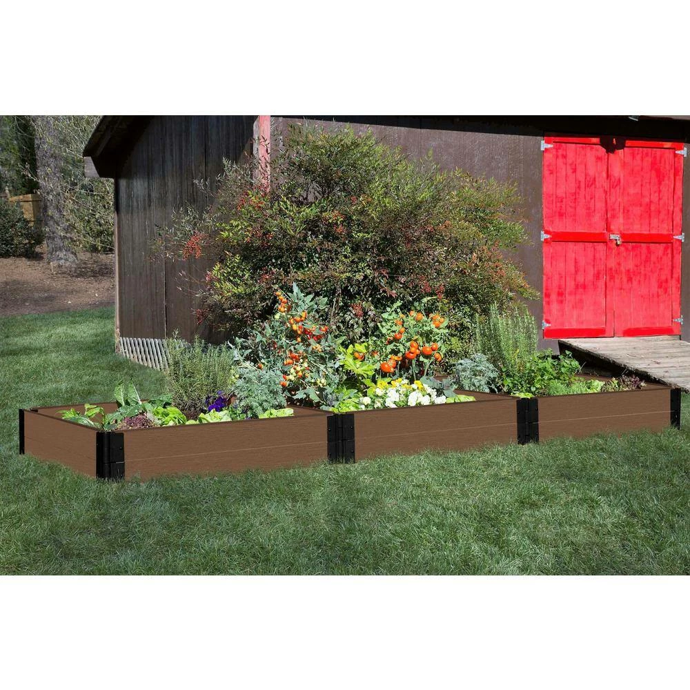 Frame It All Tool-Free 4 ft. x 12 ft. x 11 in. Uptown Brown Composite Raised Garden Bed - 1 in. profile 2 Frame It All Tool-Free 4 ft. x 12 ft. x 11 in. Uptown Brown Composite Raised Garden Bed - 1 in. profile - Image 2