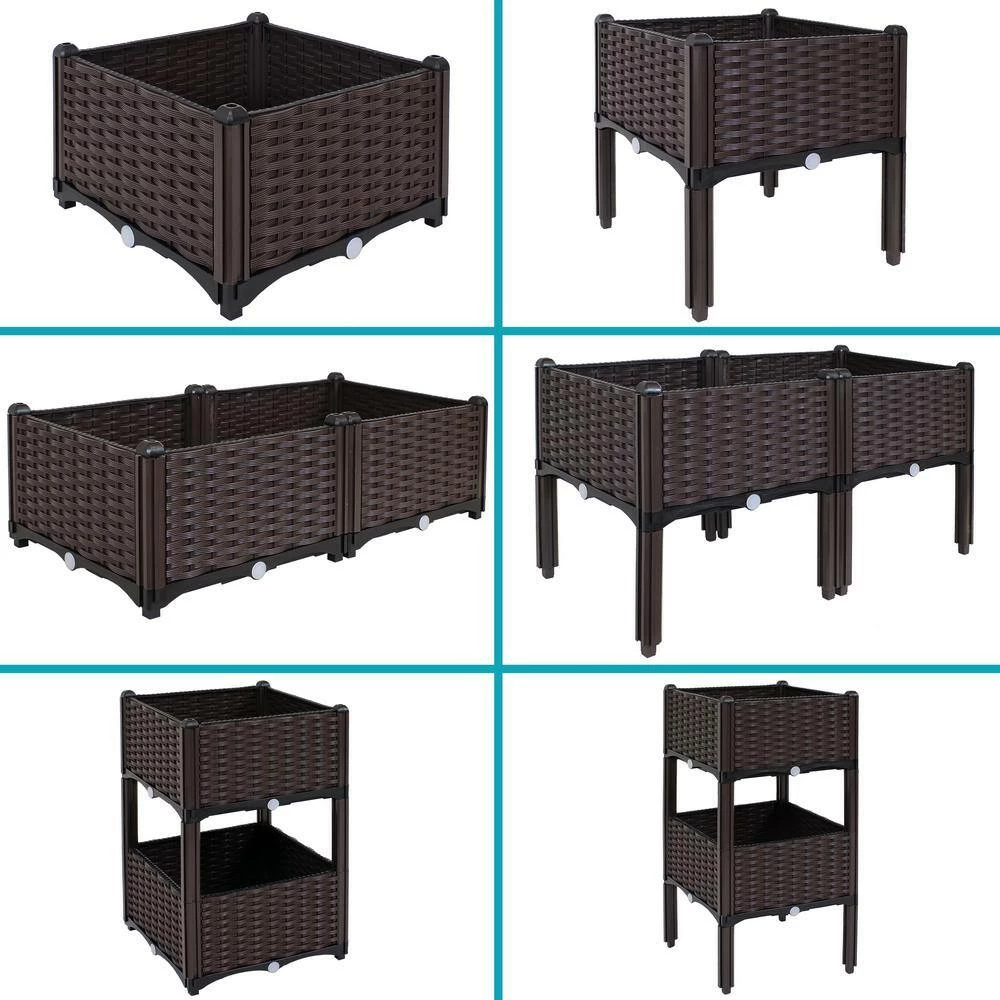 Sunnydaze Decor Sunnydaze Outdoor 2 Self-Watering Raised Garden Beds in Brown 3 Sunnydaze Decor Sunnydaze Outdoor 2 Self-Watering Raised Garden Beds in Brown - Image 3