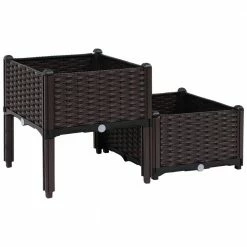 Sunnydaze Decor Sunnydaze Outdoor 2 Self-Watering Raised Garden Beds in Brown