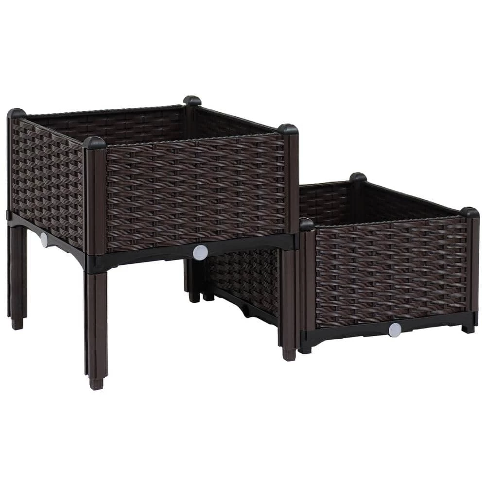 Sunnydaze Decor Sunnydaze Outdoor 2 Self-Watering Raised Garden Beds in Brown 1 Sunnydaze Decor Sunnydaze Outdoor 2 Self-Watering Raised Garden Beds in Brown