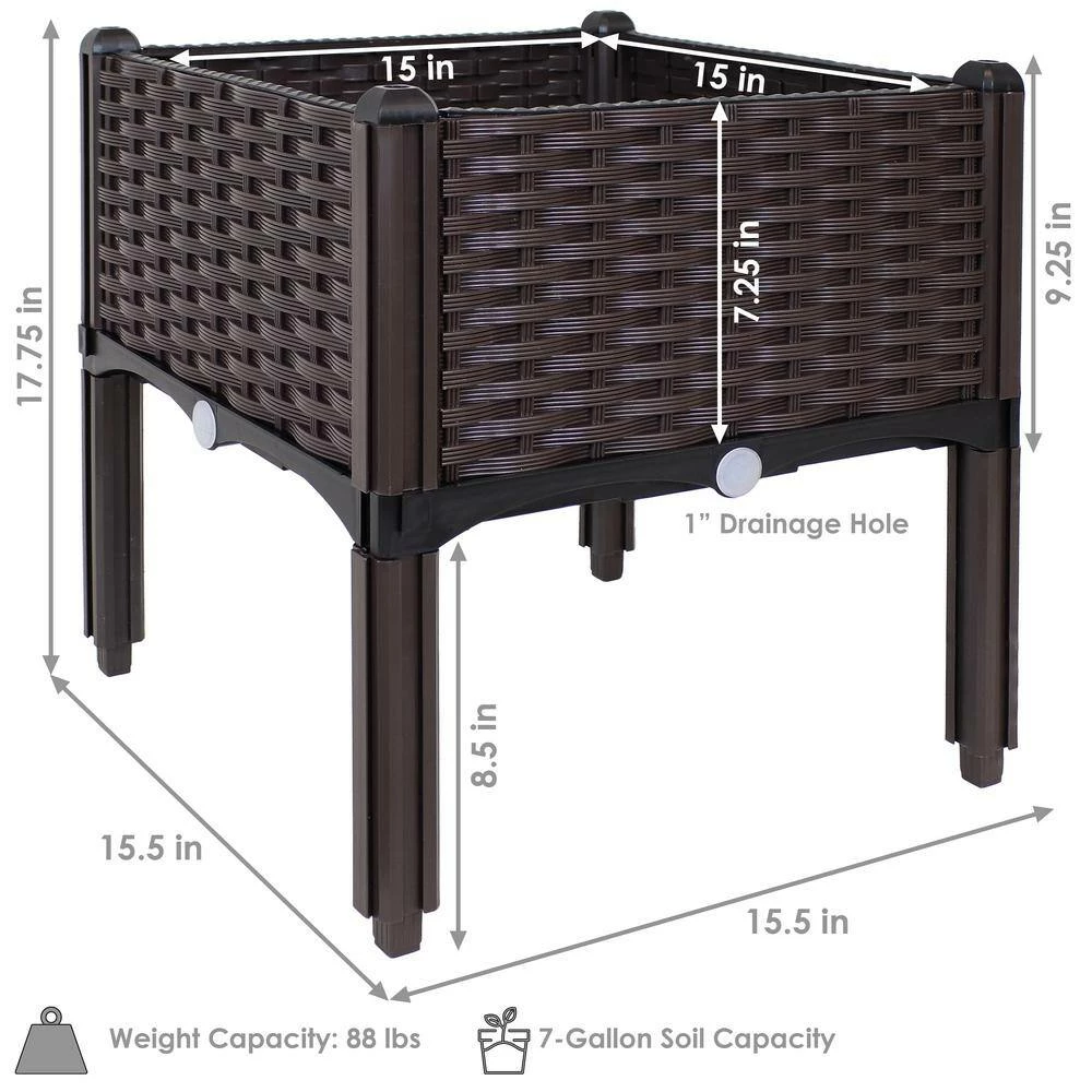 Sunnydaze Decor Sunnydaze Outdoor 2 Self-Watering Raised Garden Beds in Brown 2 Sunnydaze Decor Sunnydaze Outdoor 2 Self-Watering Raised Garden Beds in Brown - Image 2