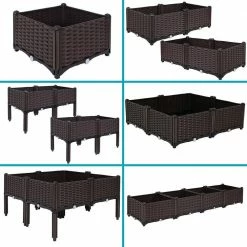 Sunnydaze Decor Sunnydaze Outdoor 4 Self-Watering Raised Garden Beds - Brown -Sunnydaze Decor Sales brown sunnydaze decor elevated garden beds ieo 392 4f 1000