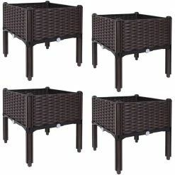 Sunnydaze Decor Sunnydaze Outdoor 4 Self-Watering Raised Garden Beds - Brown