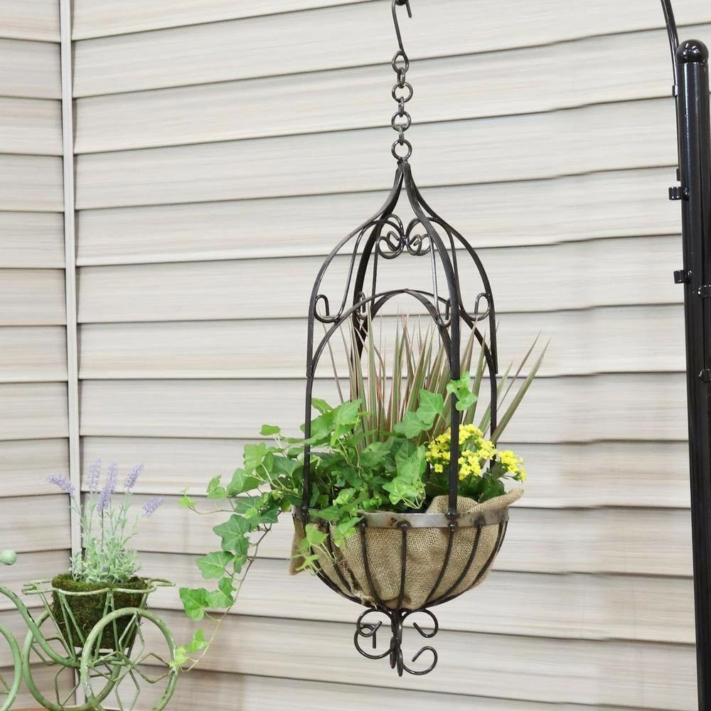 Sunnydaze Decor Sunnydaze Large Brown Steel Cathedral Hanging Planter Basket 8 Sunnydaze Decor Sunnydaze Large Brown Steel Cathedral Hanging Planter Basket - Image 8