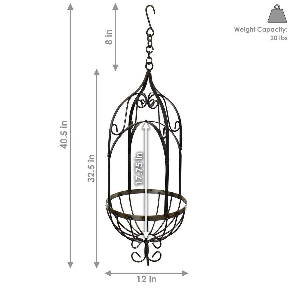 Sunnydaze Decor Sunnydaze Large Brown Steel Cathedral Hanging Planter Basket 5 Sunnydaze Decor Sunnydaze Large Brown Steel Cathedral Hanging Planter Basket - Image 5