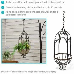 Sunnydaze Decor Sunnydaze Large Brown Steel Cathedral Hanging Planter Basket 14 Sunnydaze Decor Sunnydaze Large Brown Steel Cathedral Hanging Planter Basket -Sunnydaze Decor Sales brown sunnydaze decor hanging planters cue 020 76 1000