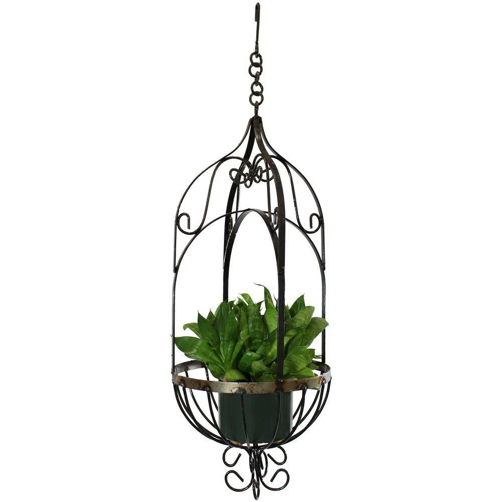 Sunnydaze Decor Sunnydaze Large Brown Steel Cathedral Hanging Planter Basket 6 Sunnydaze Decor Sunnydaze Large Brown Steel Cathedral Hanging Planter Basket - Image 6