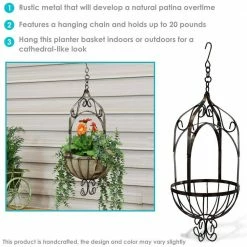 Sunnydaze Decor Sunnydaze Small Brown Steel Cathedral Hanging Basket -Sunnydaze Decor Sales brown sunnydaze decor hanging planters cue 037 76 1000