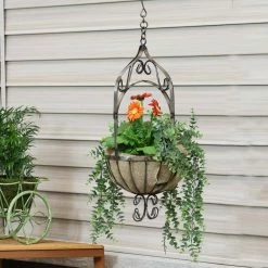Sunnydaze Decor Sunnydaze Small Brown Steel Cathedral Hanging Basket -Sunnydaze Decor Sales brown sunnydaze decor hanging planters cue 037 fa 1000