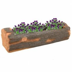 Sunnydaze Decor 35 in. Rustic Polyresin Outdoor Log Flower Pot Planter Container -Sunnydaze Decor Sales brown sunnydaze decor plant pots fc 754 44 1000