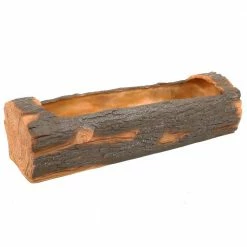 Sunnydaze Decor 35 in. Rustic Polyresin Outdoor Log Flower Pot Planter Container