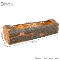 Sunnydaze Decor 35 in. Rustic Polyresin Outdoor Log Flower Pot Planter Container -Sunnydaze Decor Sales brown sunnydaze decor plant pots fc 754 fa 1000