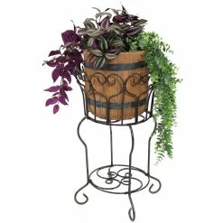 Sunnydaze Decor Sunnydaze 21.25 in. Round Steel Heart Indoor Plant Stand with Shelf -Sunnydaze Decor Sales brown sunnydaze decor plant stands cue 013 44 1000