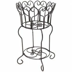 Sunnydaze Decor Sunnydaze 21.25 in. Round Steel Heart Indoor Plant Stand with Shelf