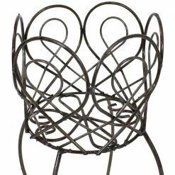 Sunnydaze Decor Sunnydaze 21.5 in. Tall Scalloped Indoor/Outdoor Brown Steel Plant Stand with Shelf -Sunnydaze Decor Sales brown sunnydaze decor plant stands cue 051 4f 1000