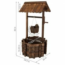 Sunnydaze Decor 45 in. Wishing Well Wood Outdoor Garden Planter -Sunnydaze Decor Sales brown sunnydaze decor plant stands dsl 116 4f 1000