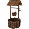 Sunnydaze Decor 45 in. Wishing Well Wood Outdoor Garden Planter