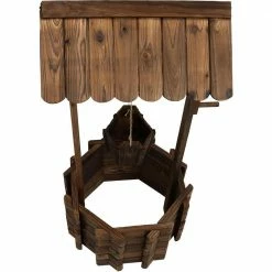 Sunnydaze Decor 45 in. Wishing Well Wood Outdoor Garden Planter -Sunnydaze Decor Sales brown sunnydaze decor plant stands dsl 116 76 1000