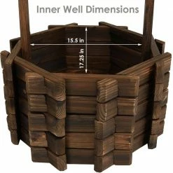 Sunnydaze Decor 45 in. Wishing Well Wood Outdoor Garden Planter -Sunnydaze Decor Sales brown sunnydaze decor plant stands dsl 116 fa 1000