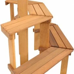 Sunnydaze Decor Meranti Wood Plant Stand with Teak Oil (3-Tier) -Sunnydaze Decor Sales brown sunnydaze decor plant stands lam 669 44 1000