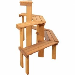 Sunnydaze Decor Meranti Wood Plant Stand with Teak Oil (3-Tier) -Sunnydaze Decor Sales brown sunnydaze decor plant stands lam 669 4f 1000