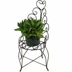 Sunnydaze Decor Sunnydaze 25.25 in. H Sweethearts Chair Indoor/Outdoor Steel Plant Stand -Sunnydaze Decor Sales brown sunnydaze decor plant stands lci 327 2pk 4f 1000