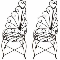 Sunnydaze Decor Sunnydaze 25.25 in. H Sweethearts Chair Indoor/Outdoor Steel Plant Stand