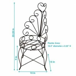 Sunnydaze Decor Sunnydaze 25.25 in. H Sweethearts Chair Indoor/Outdoor Steel Plant Stand -Sunnydaze Decor Sales brown sunnydaze decor plant stands lci 327 c3 1000