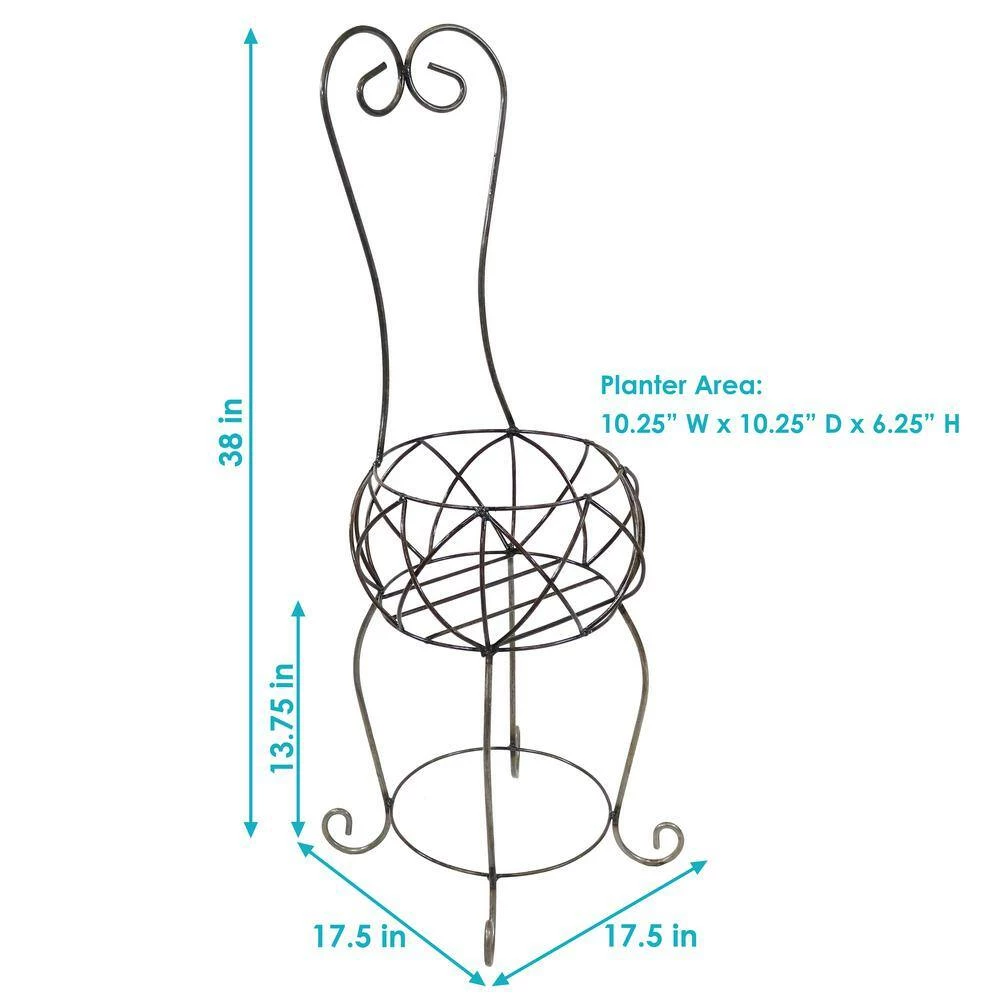 Sunnydaze Decor Sunnydaze 38 in. H Scrolling Chair Indoor/Outdoor Steel Plant Stand 2 Sunnydaze Decor Sunnydaze 38 in. H Scrolling Chair Indoor/Outdoor Steel Plant Stand - Image 2