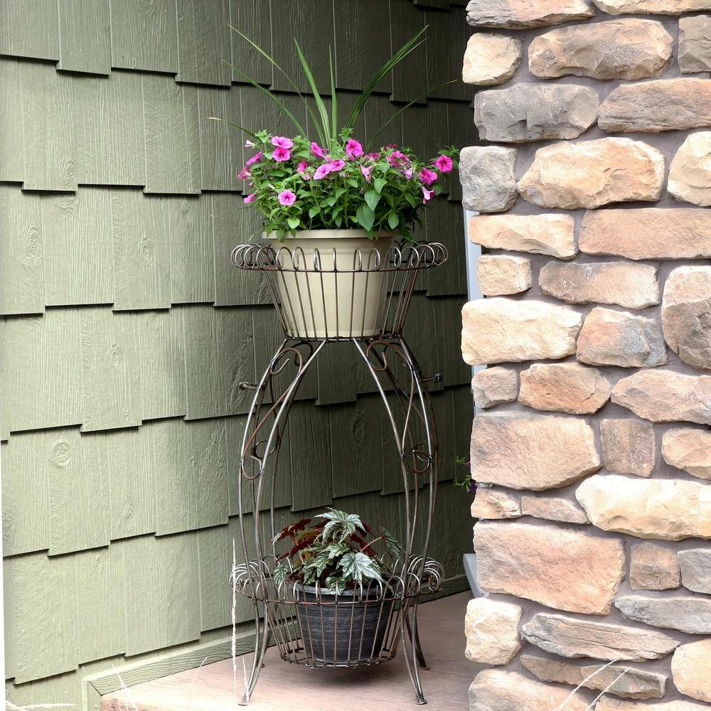 Sunnydaze Decor Sunnydaze 38 in. H Double Indoor/Outdoor Steel Plant Stand 2 Sunnydaze Decor Sunnydaze 38 in. H Double Indoor/Outdoor Steel Plant Stand - Image 2