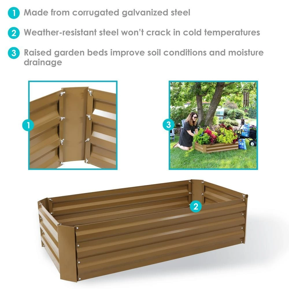 Sunnydaze Decor 48 in. Brown Rectangular Galvanized Steel Raised Beds (2-Pack) 5 Sunnydaze Decor 48 in. Brown Rectangular Galvanized Steel Raised Beds (2-Pack) - Image 5