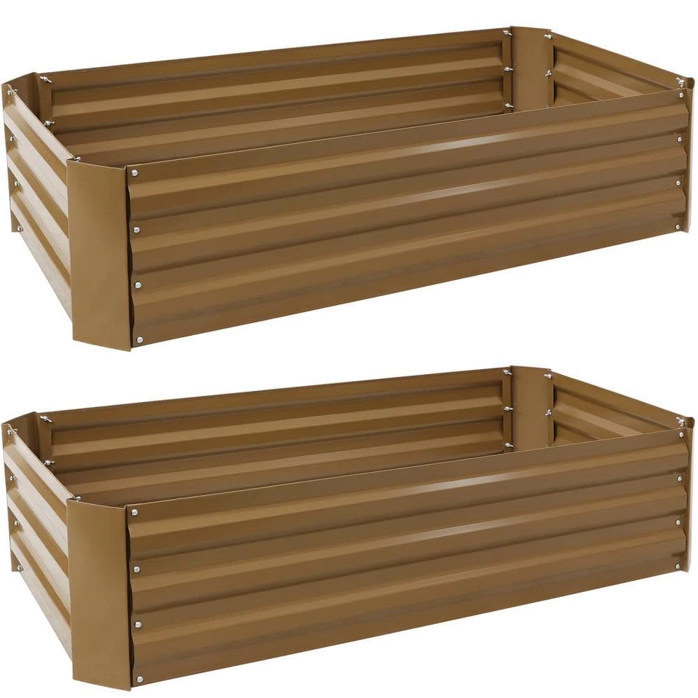 Sunnydaze Decor 48 in. Brown Rectangular Galvanized Steel Raised Beds (2-Pack) 1 Sunnydaze Decor 48 in. Brown Rectangular Galvanized Steel Raised Beds (2-Pack)
