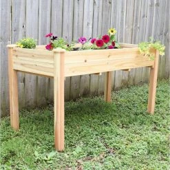 Sunnydaze Decor 27.5 in. Tall Outdoor Wood Elevated Garden Planter Box -Sunnydaze Decor Sales brown sunnydaze decor planter boxes hb 703 31 1000