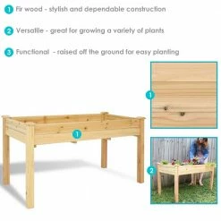 Sunnydaze Decor 27.5 in. Tall Outdoor Wood Elevated Garden Planter Box -Sunnydaze Decor Sales brown sunnydaze decor planter boxes hb 703 44 1000