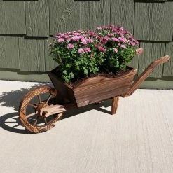 Sunnydaze Decor Wooden Decorative Wheelbarrow Planter -Sunnydaze Decor Sales brown sunnydaze decor raised planter boxes dsl 674 76 1000