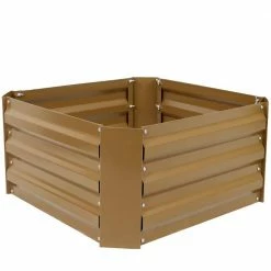 Sunnydaze Decor 24 in. Square Brown Galvanized Steel Raised Garden Bed