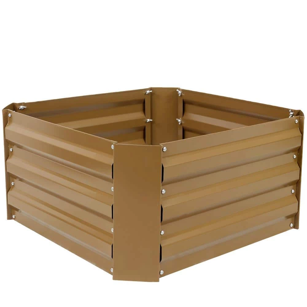 Sunnydaze Decor 24 in. Square Brown Galvanized Steel Raised Garden Bed 1 Sunnydaze Decor 24 in. Square Brown Galvanized Steel Raised Garden Bed