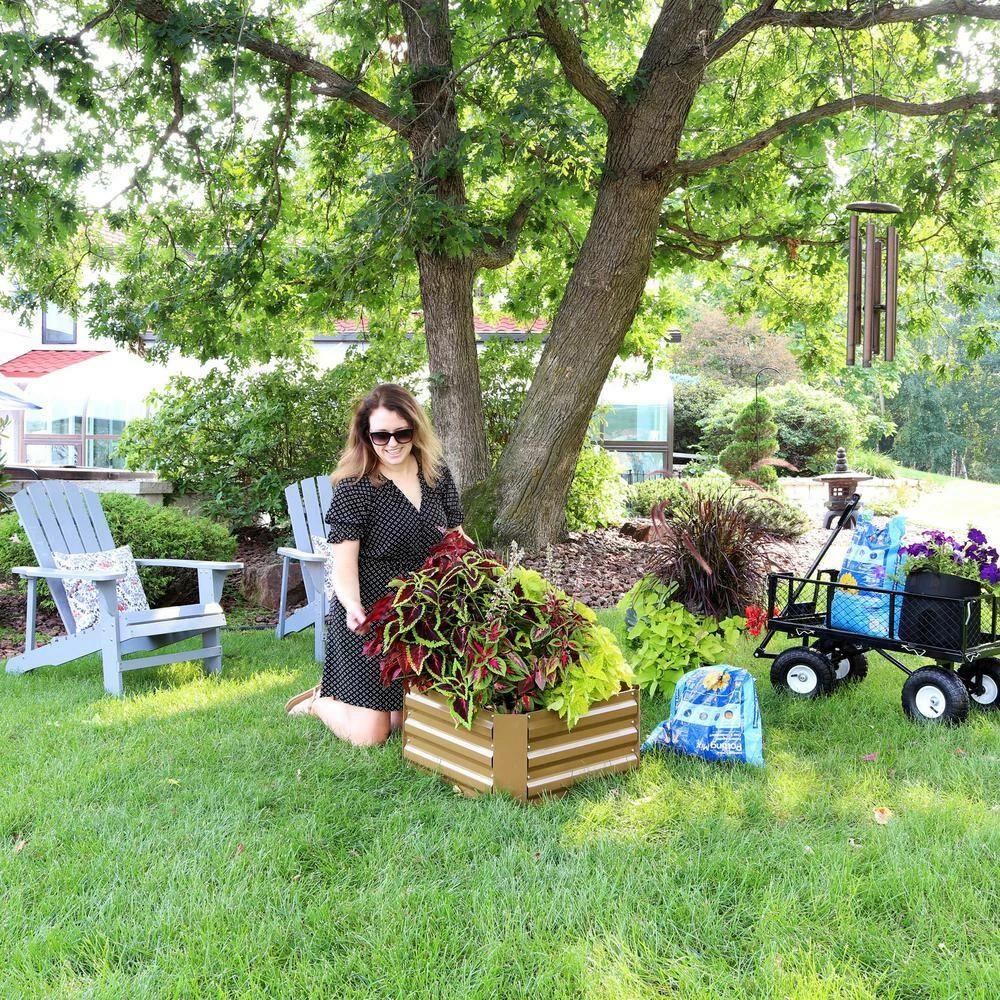 Sunnydaze Decor 24 in. Square Brown Galvanized Steel Raised Garden Bed 6 Sunnydaze Decor 24 in. Square Brown Galvanized Steel Raised Garden Bed - Image 6