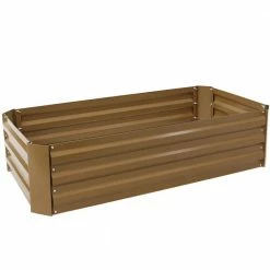 Sunnydaze Decor 48 in. Rectangle Brown Galvanized Steel Raised Bed